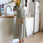 Tie-waist Pintuck-trim Dress
