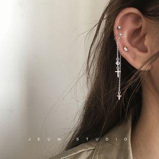 925 Sterling Silver Cross Fringed Earring
