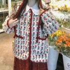 Long-sleeve Floral Printed Fleece Jacket Jacket - One Size