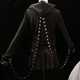 Lace-up Hoodie Black - One Size