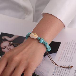Gemstone Turquoise Bracelet Blue & Off-white - One Size