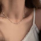 Faux Pearl Necklace Xl1555 - Silver & White - One Size