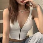 Zipped Cropped Camisole Top