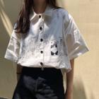 Cartoon Printed Elbow-sleeve Shirt