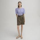 Belted Pleated Bermuda Shorts