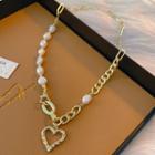 Faux Pearl Hollow Heat Necklace