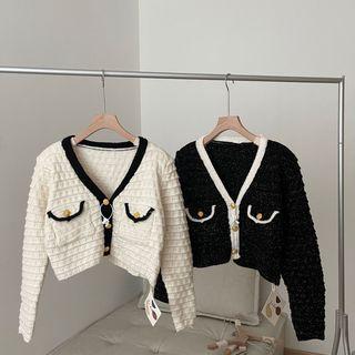 Textured Cropped Cardigan