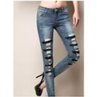 Distressed Repaired Skinny Jeans