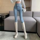 High-waist Skinny Jeans / Cropped Knit Top