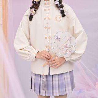 Long-sleeve Star Embroidered Blouse