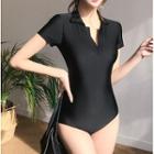 Short-sleeve Polo-neck Swimsuit