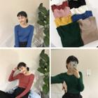 Plain Round-neck Long-sleeve Knit Top