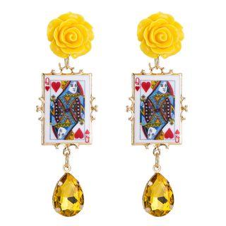 Acrylic Poker Card Flower Dangle Earring