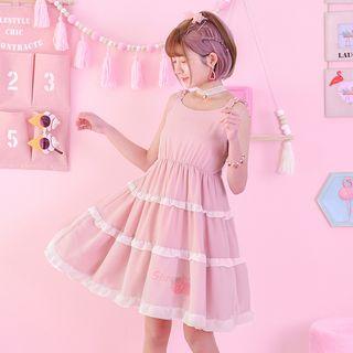 Strawberry Embroidered Strappy A-line Dress