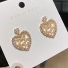 Heart Rhinestone Alloy Dangle Earring 1 Pair - Earring - 925 Silver Needle - Gold - One Size