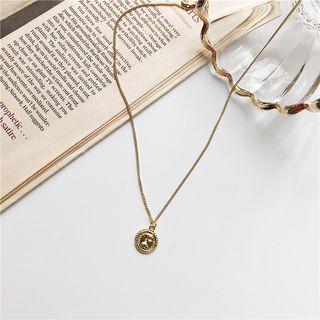 Alloy Coin Pendant Necklace Gold - One Size
