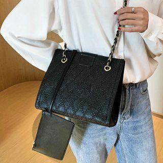 Set: Quilted Shoulder Bag + Clutch