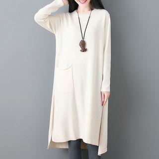 Plain High-low Sweater Dress
