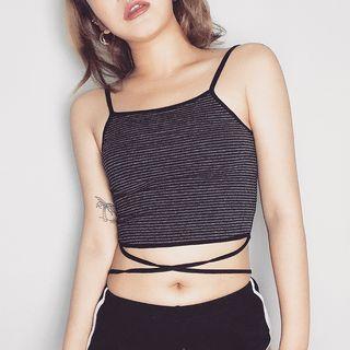 Striped Spaghetti Strap Crop Top