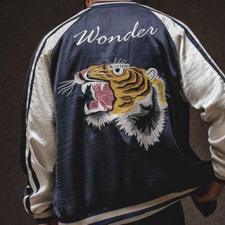 Two-way Tiger Embroidered Baseball Jacket