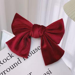Velvet Bow Hair Clip Wine Red - One Size