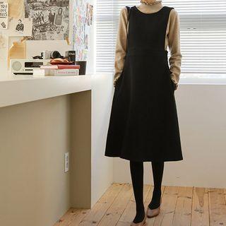Reversible Flared Midi Pinafore Dress