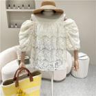 Off-shoulder Lace Blouse Almond - One Size