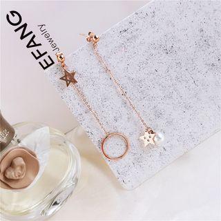 Non-matching Star & Hoop Dangle Earring 1 Pair - Rose Gold - One Size
