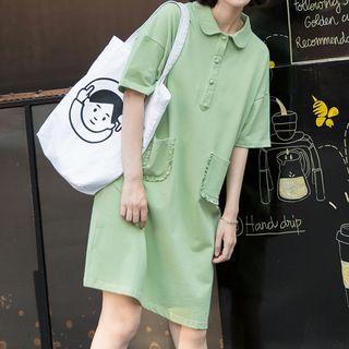 Short-sleeve Dual-pocket Polo Dress