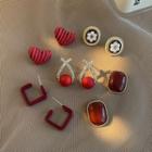 Set Of 5: Faux Pearl / Resin / Alloy Earring (various Designs)