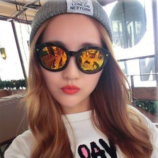Oversize Round Mirrored Sunglasses