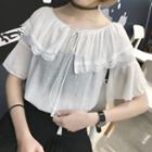Tiered Off-shoulder Chiffon Top