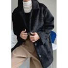 Collared Single-breasted Faux-fur Jacket