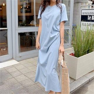 Pintuck-detail Long T-shirt Dress