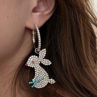 Rabbit Rhinestone Dangle Earring 1 Pair - Dangle Earring - Silver - One Size