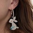 Rabbit Rhinestone Dangle Earring 1 Pair - Dangle Earring - Silver - One Size