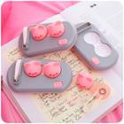 Animal Contact Lens Case Top - Pink & Bottom - Gray - One Size