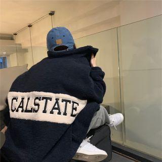 Mock-neck Embroider Letter Jacket