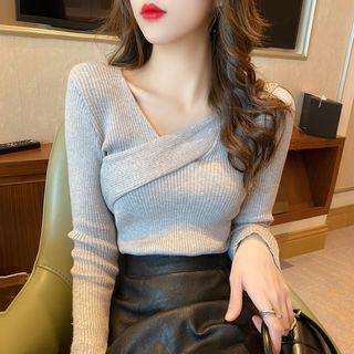 Cross-strap V-neck Knit Top