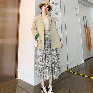 Plain Blazer / Camisole Top / Tiered Midi Skirt