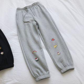 Cartoon Print Fleece-lined Sweatpants