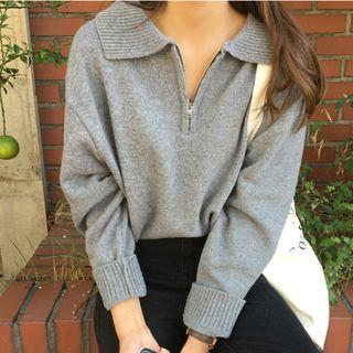 Half-zip Collared Sweater