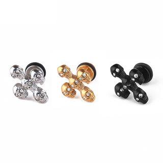 Stainless Steel Rhinestone Cross Earring