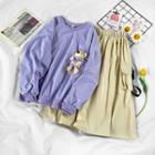 Bear Accent Pullover / Cargo Pocket Midi A-line Skirt