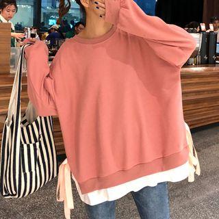Mock Two-piece Lace-up Sweatshirt