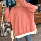 Mock Two-piece Lace-up Sweatshirt