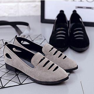 Cutout Faux-suede Flat Loafers