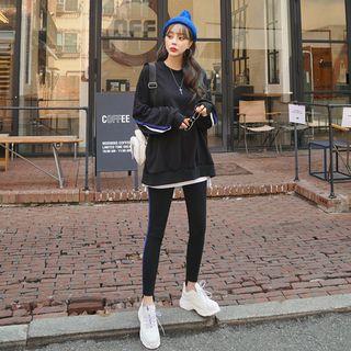 Set: Contrast-trim Oversized Sweatshirt + Leggings