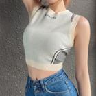 Sleeveless Lettering Knit Crop Top