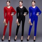 Long-sleeve Tie-waist Jumpsuit